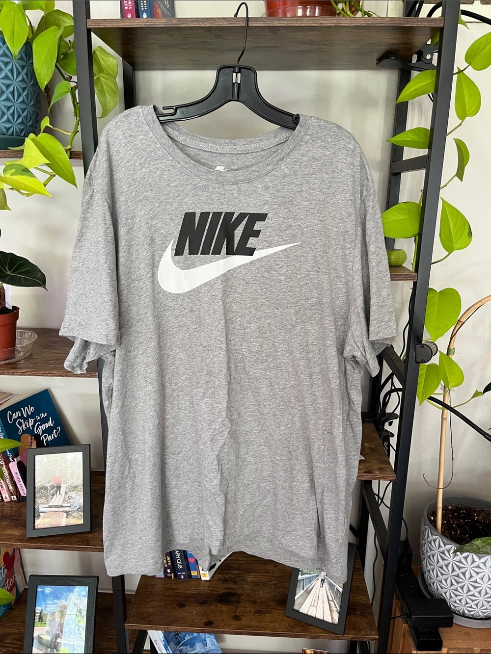 Nike Gray and White Logo Tee